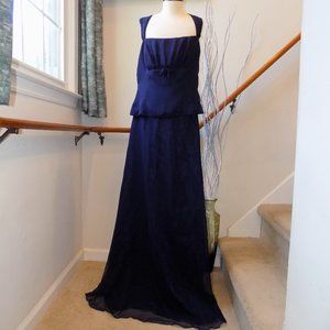 BILL LEVKOFT Formal Bridal Navy Blue Two Piece Skirt Set Size 12